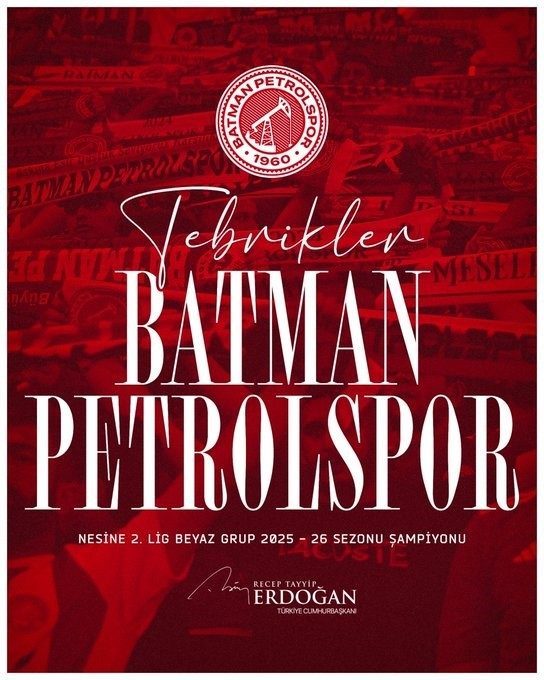 Cumhurbaşkanı Erdoğan’dan Batman Petrolspor’a tebrik mesajı