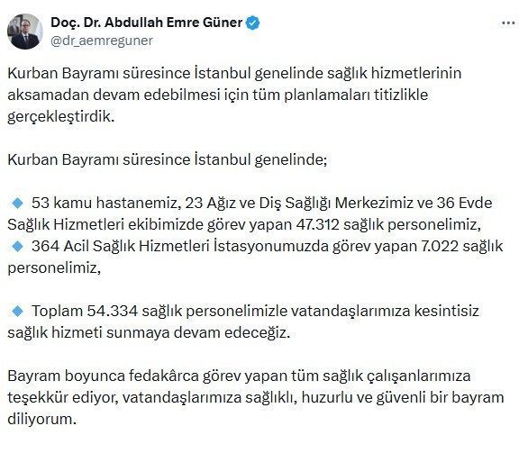 İstanbul’da Kurban Bayramı’nda 54 bin 334 personel görev yapacak