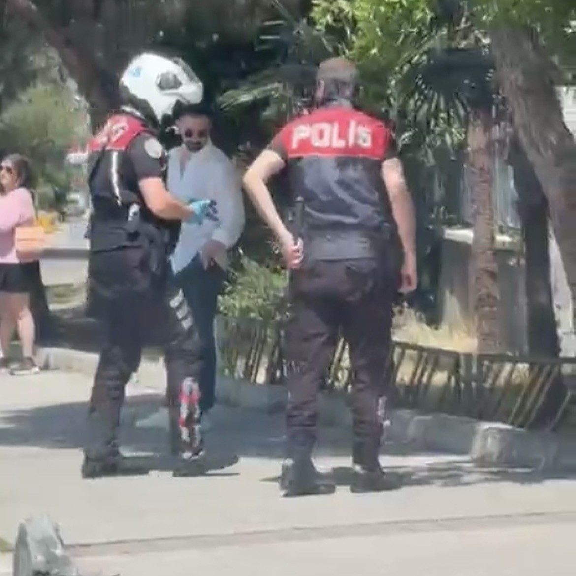 Otomobilin çarpıp kaçtığı kediyi yol kenarına alan polisler takdir topladı